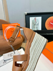 Elda espadrille 80 Tan Calfskin