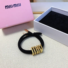 BLACK SCRUNCHIE SPANDEX FABRIC GOLD LOGO 167002