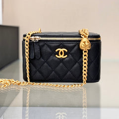 CHANEL 25S MINI VANITY BAG 16 CM IN BLACK LAMBSKIN WITH GOLD HARDWARE