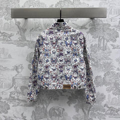 CD Jacket White Cotton Denim with Multicolor