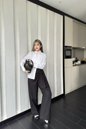 LOEWE BLACK GATHERED-WAIST PANTS