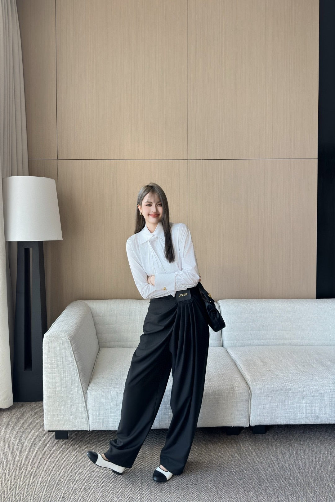 LOEWE BLACK GATHERED-WAIST PANTS