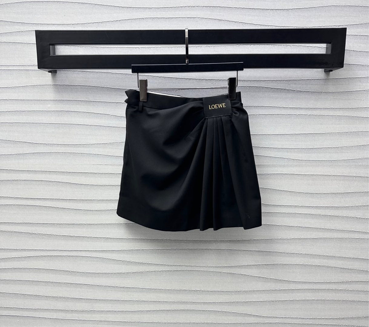 LOEWE BLACK RUCHED-WAIST SKIRT