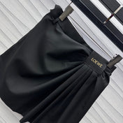 LOEWE BLACK RUCHED-WAIST SKIRT