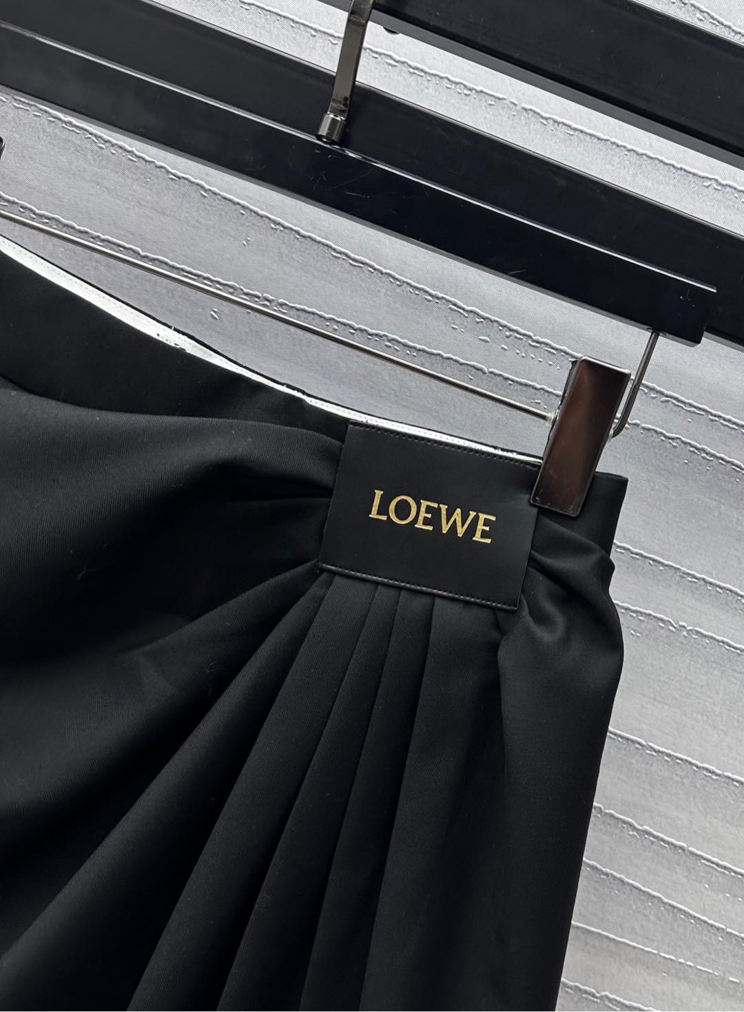 LOEWE BLACK RUCHED-WAIST SKIRT