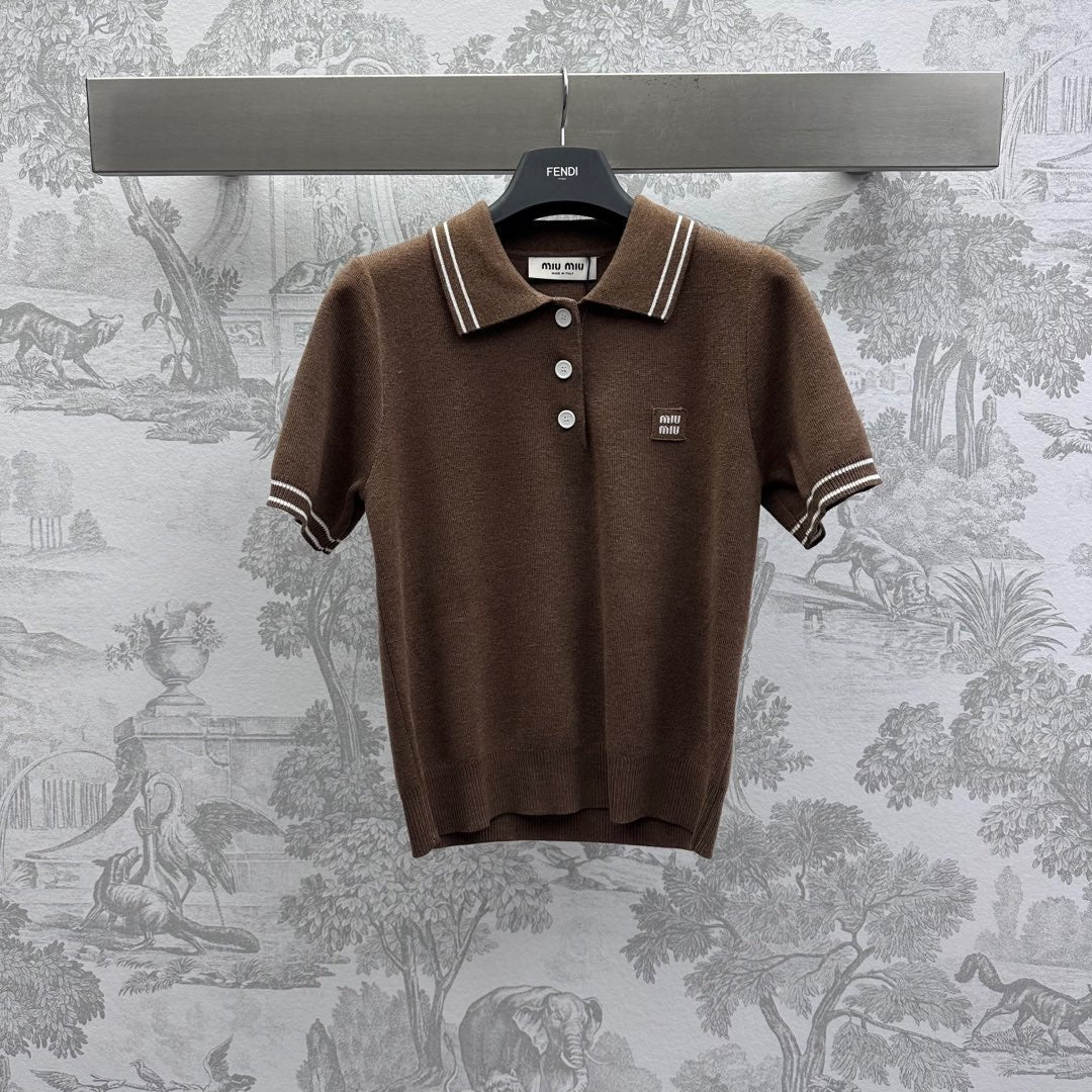 Miu 25 Polo T- Shirt Brown Wool 232022