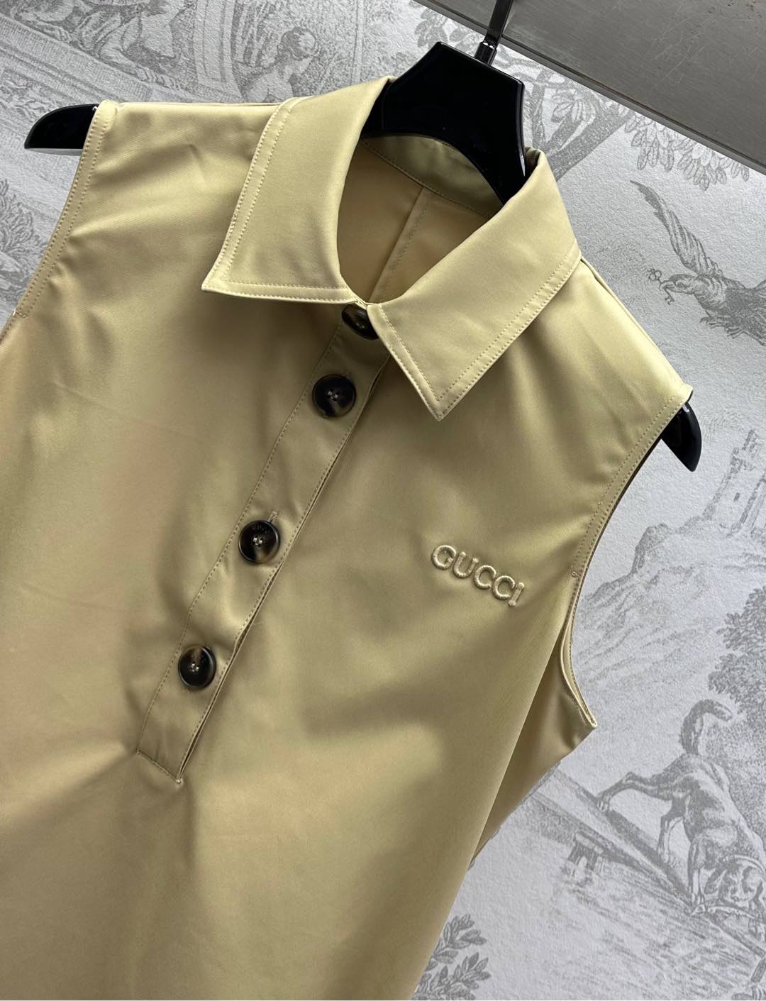 Gucci 25 Polo Shift Dress Cookies And Cream Polyester 231769