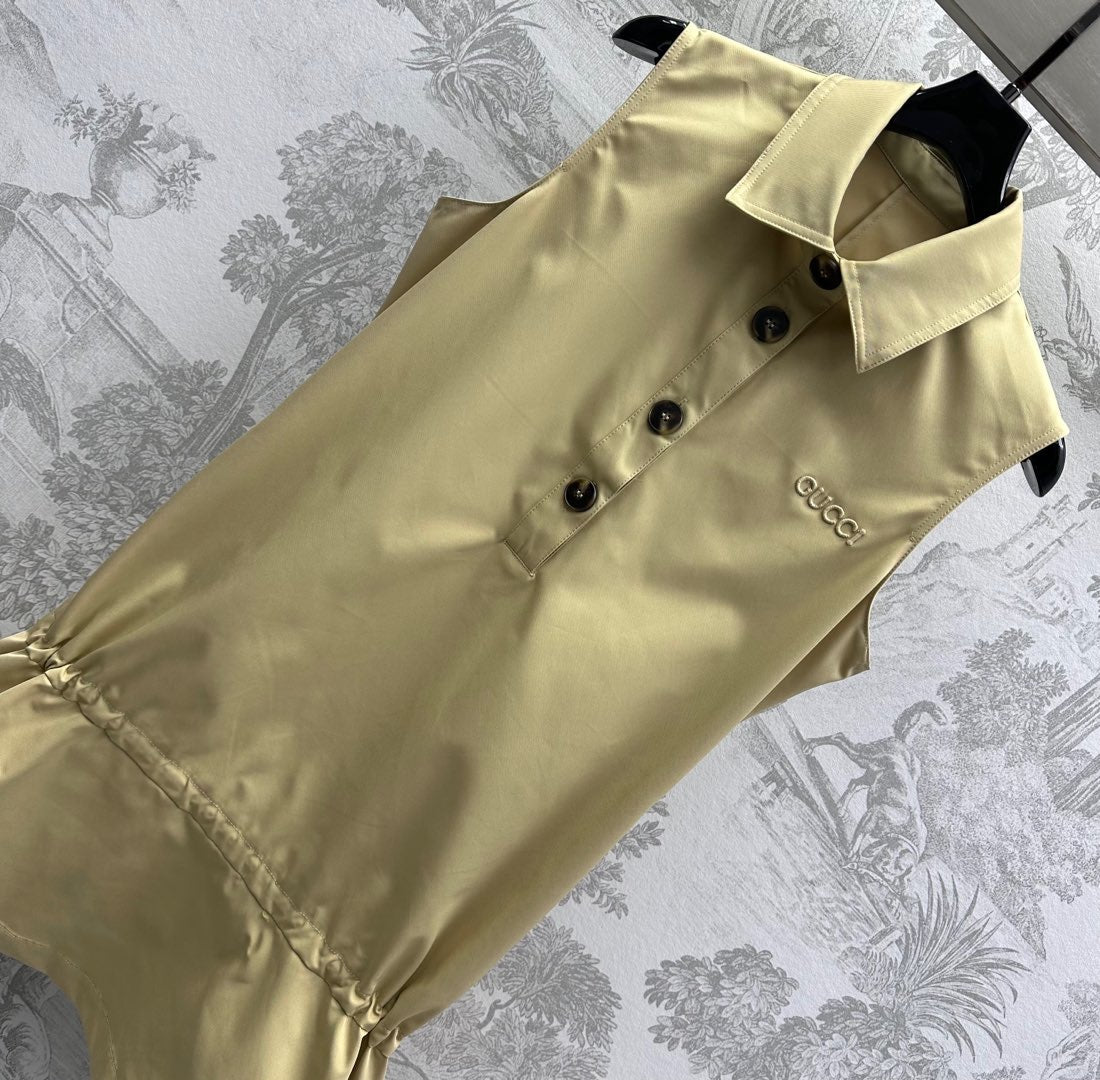 Gucci 25 Polo Shift Dress Cookies And Cream Polyester 231769