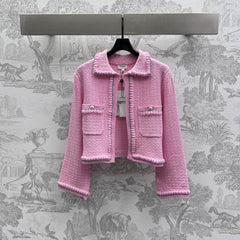 CHANEL PINK AND WHITE KNIT SWEATER 263624