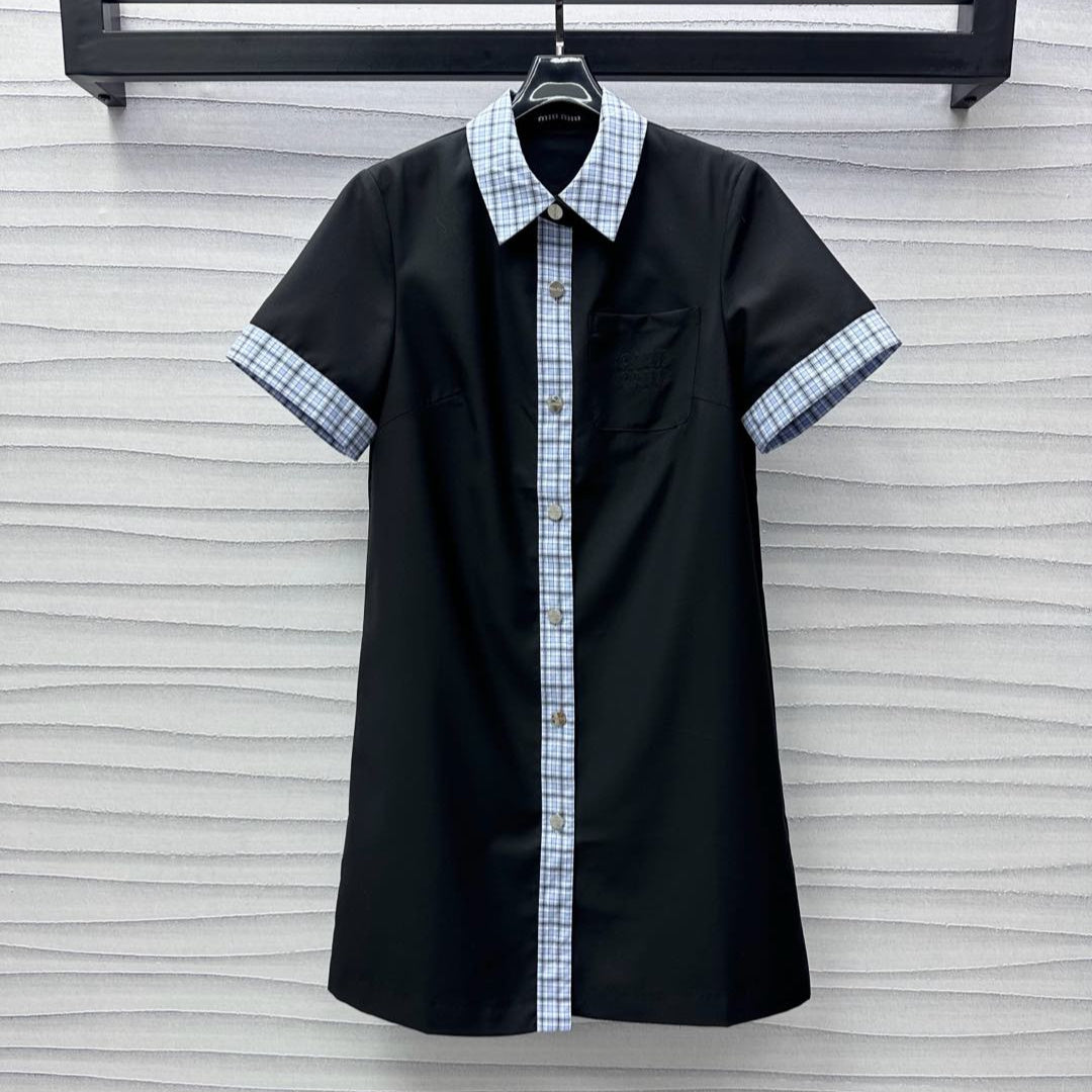 MIU 25S PATCHWORK PLAID DRESS 264573