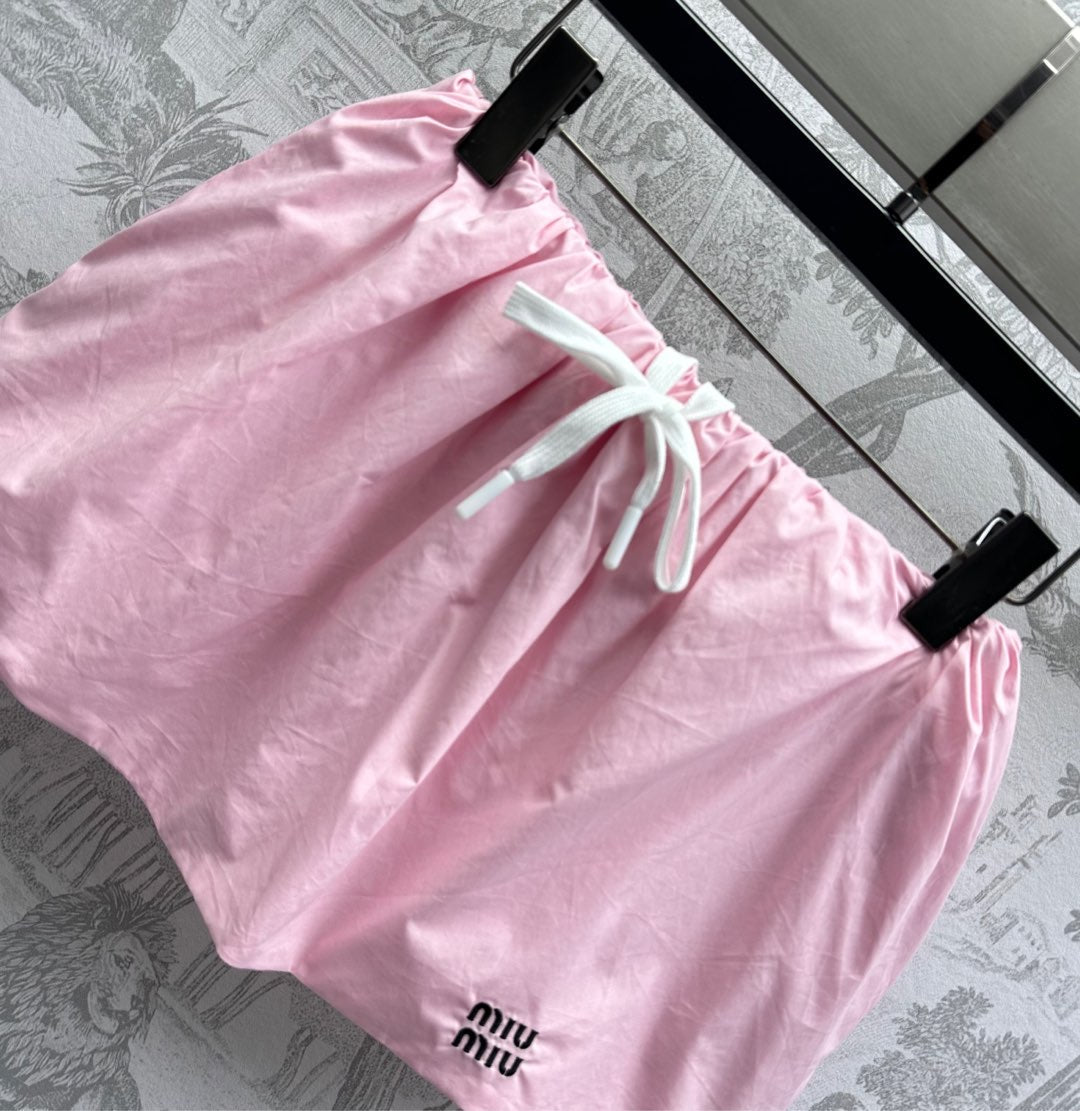 MIUMIU PLEATED DRAWSTRING MINI SKIRT 267800