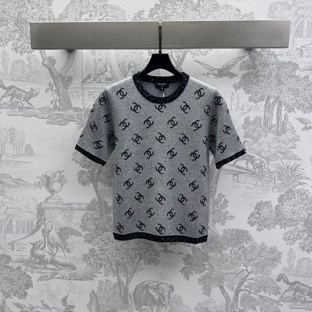 CHANEL GREY SHORT-SLEEVE TOP 263677
