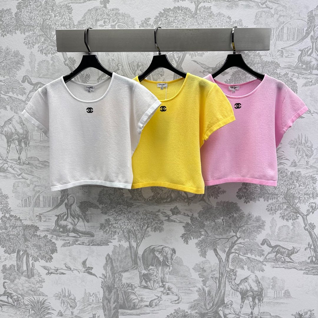 CHANEL CREW NECK SHORT-SLEEVE KNIT TOP 263666