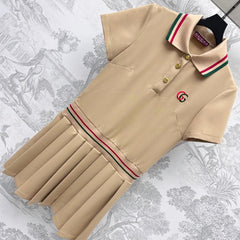 GUCCI 25S SHORT-SLEEVE DRESS IN TWILL SILK 264665