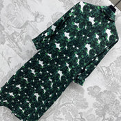 MAX MARA LONG-SLEEVE SHIRT DRESS WITH LEAF PRINT IN GREEN 267787