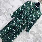 MAX MARA LONG-SLEEVE SHIRT DRESS WITH LEAF PRINT IN GREEN 267787
