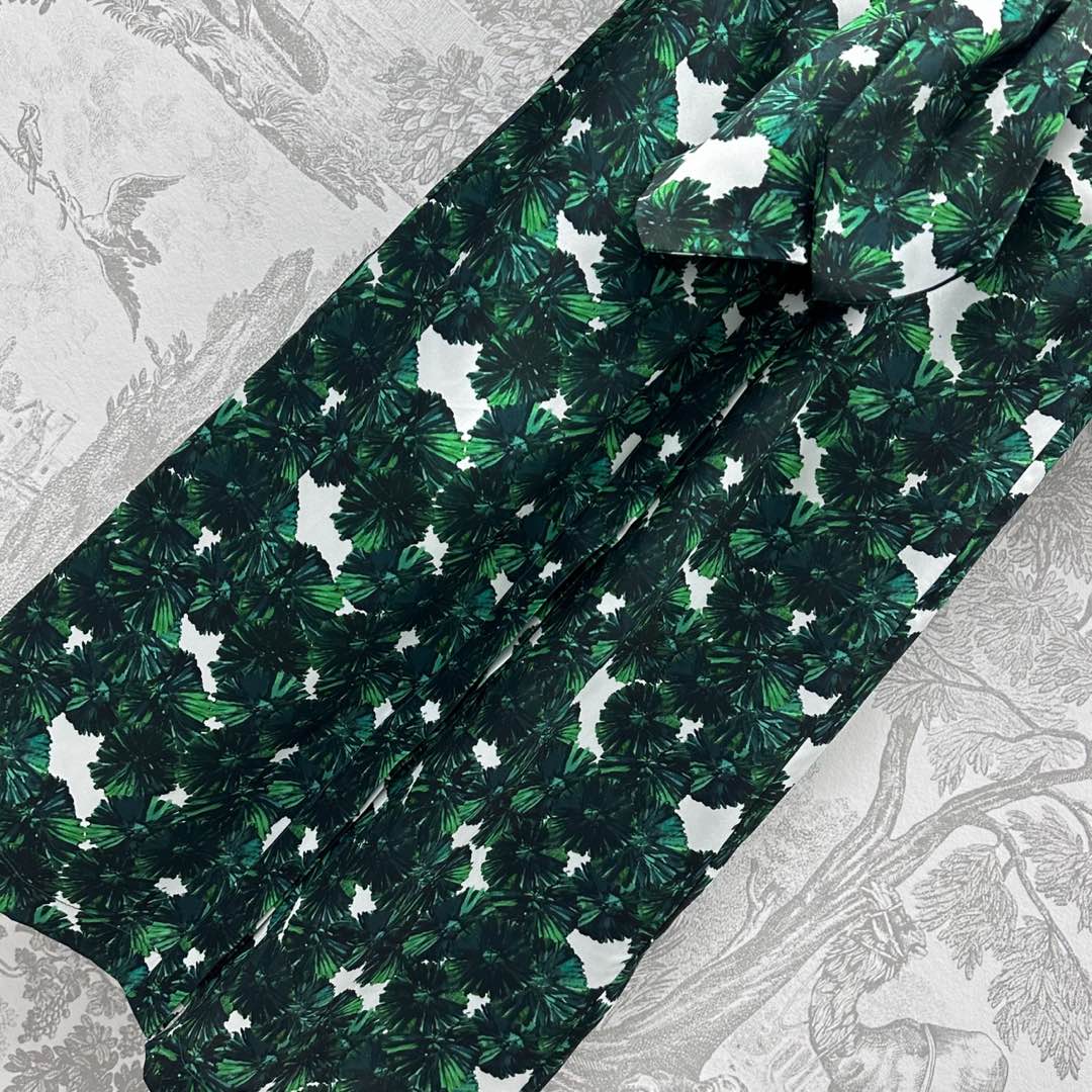 MAX MARA LONG-SLEEVE SHIRT DRESS WITH LEAF PRINT IN GREEN 267787