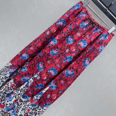 LV FLORAL SILK SKIRT IN RED