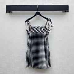 MIU 25S PLAID PINAFORE DRESS 264712