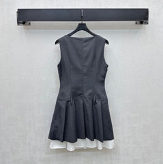 MIU 25S PLEATED VEST DRESS IN ACETATE 264605