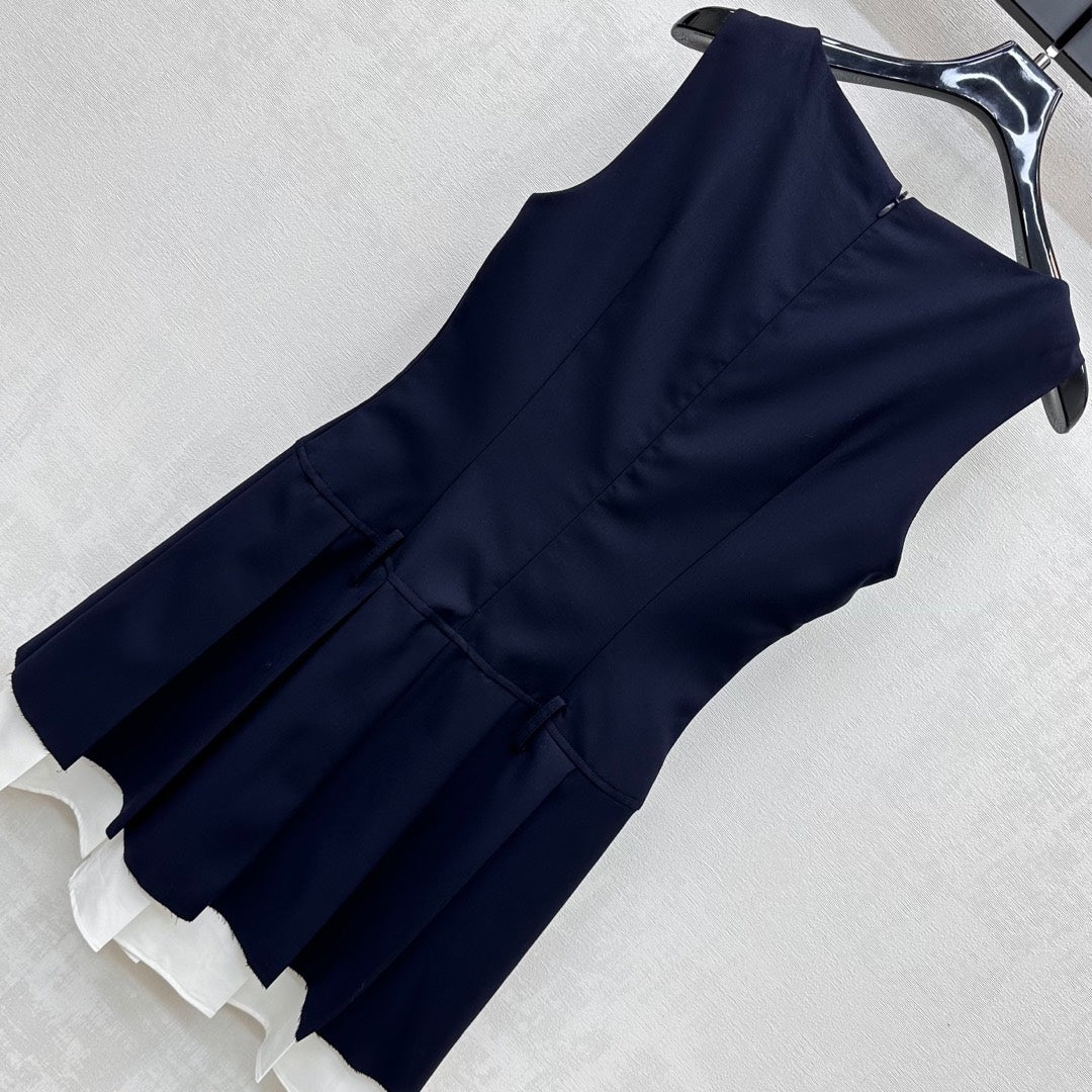 MIU 25S PLEATED VEST DRESS IN ACETATE 264603