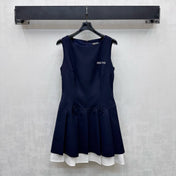 MIU 25S PLEATED VEST DRESS IN ACETATE 264603