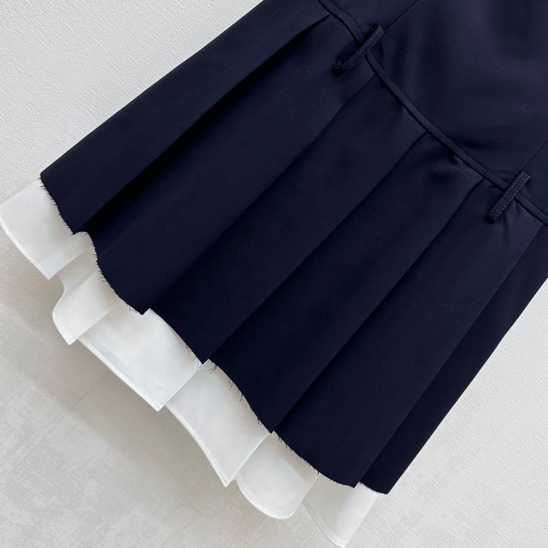 MIU 25S PLEATED VEST DRESS IN ACETATE 264603