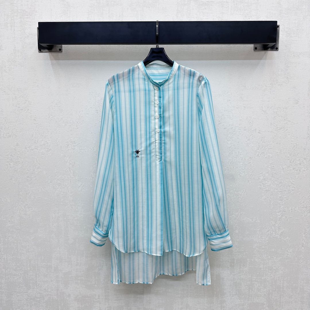 DIOR 25S STAND COLLAR STRIPED SHIRT 264615