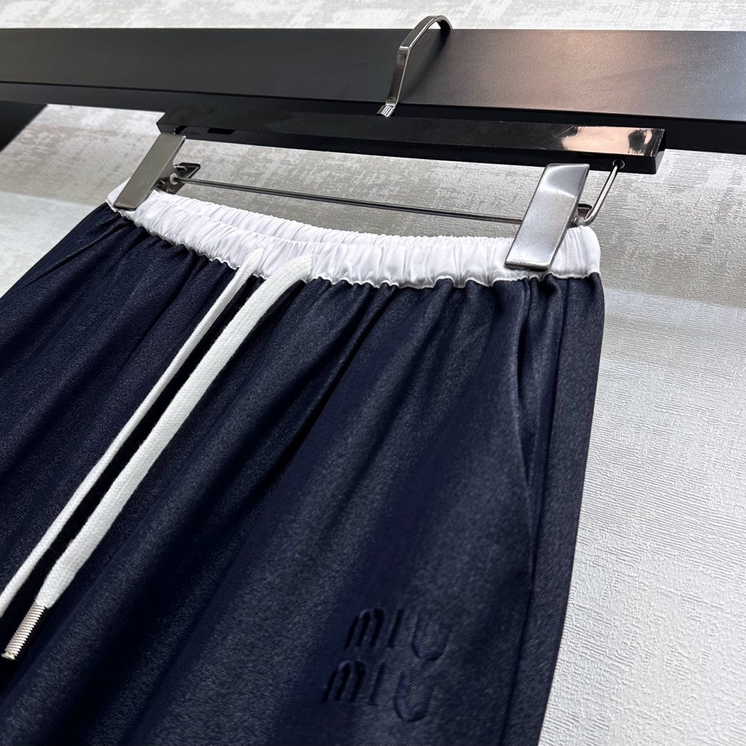 MIU 25S WIDE LEG PANTS WITH DRAWSTRING 264585