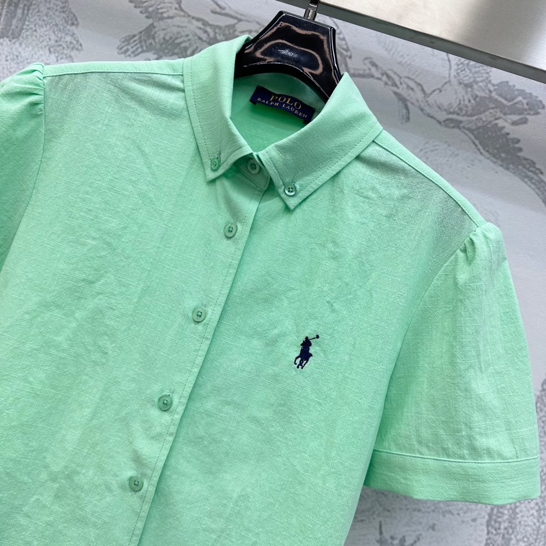 RALPH LAUREN SHORT-SLEEVE SHIRT LIGHT TEAL 274780