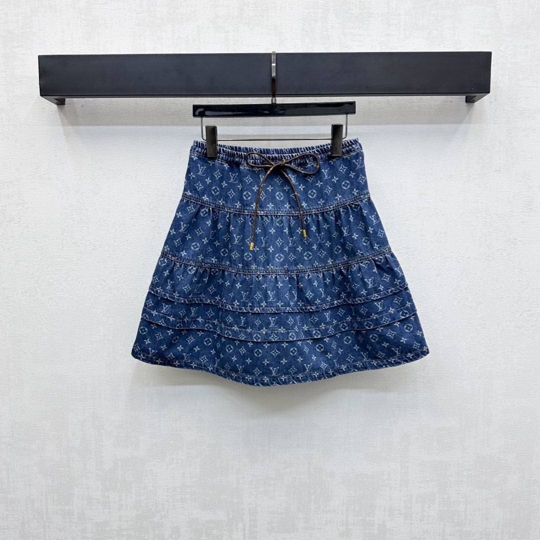 LV DENIM SKIRT WITH LOGO PRINT 274802