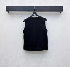 CHANEL SLEEVELESS ROUND-NECK BUTTON-UP TOP 274769