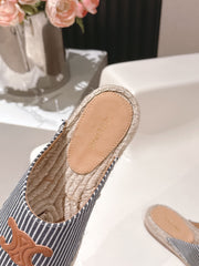 CELINE 25S LES ESPADRILLES MULE IN BLUE STRIPES CANVAS
