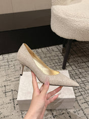 JIMMY CHOO 26S HIGH HEELS 65 MM IN CHAMPAGNE GOLD GLITTER