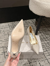 JIMMY CHOO 26S HIGH HEELS 65 MM IN CHAMPAGNE GOLD GLITTER