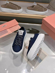 MIUMIU 26S SNEAKER 45MM IN NAVY BLUE MESH FABRIC