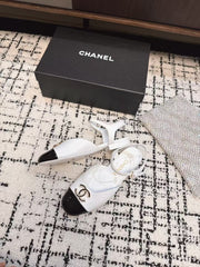 FLAT SLINGBACKS IN WHITE MIX BLACK CALFSKIN