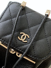 CHANEL 25S MINI BUCKET BAG 12 IN BLACK CALFSKIN GOLD HARDWARE