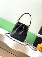 CHANEL 25S MINI BUCKET BAG 12 IN BLACK CALFSKIN GOLD HARDWARE