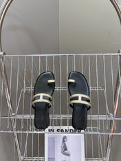 Georgia Sandals Gold Black Calfskin