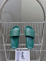 FENDI ROMA SLIDES IN TEAL GREEN LAMBSKIN LEATHER