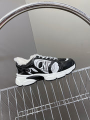 DIOR CHRONO SNEAKER 25S IN BLACK LAMBSKIN AND MESH FABRIC