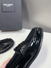 YSL 25S SAINT LAURENT LOAFERS IN BLACK PATENT CALFSKIN