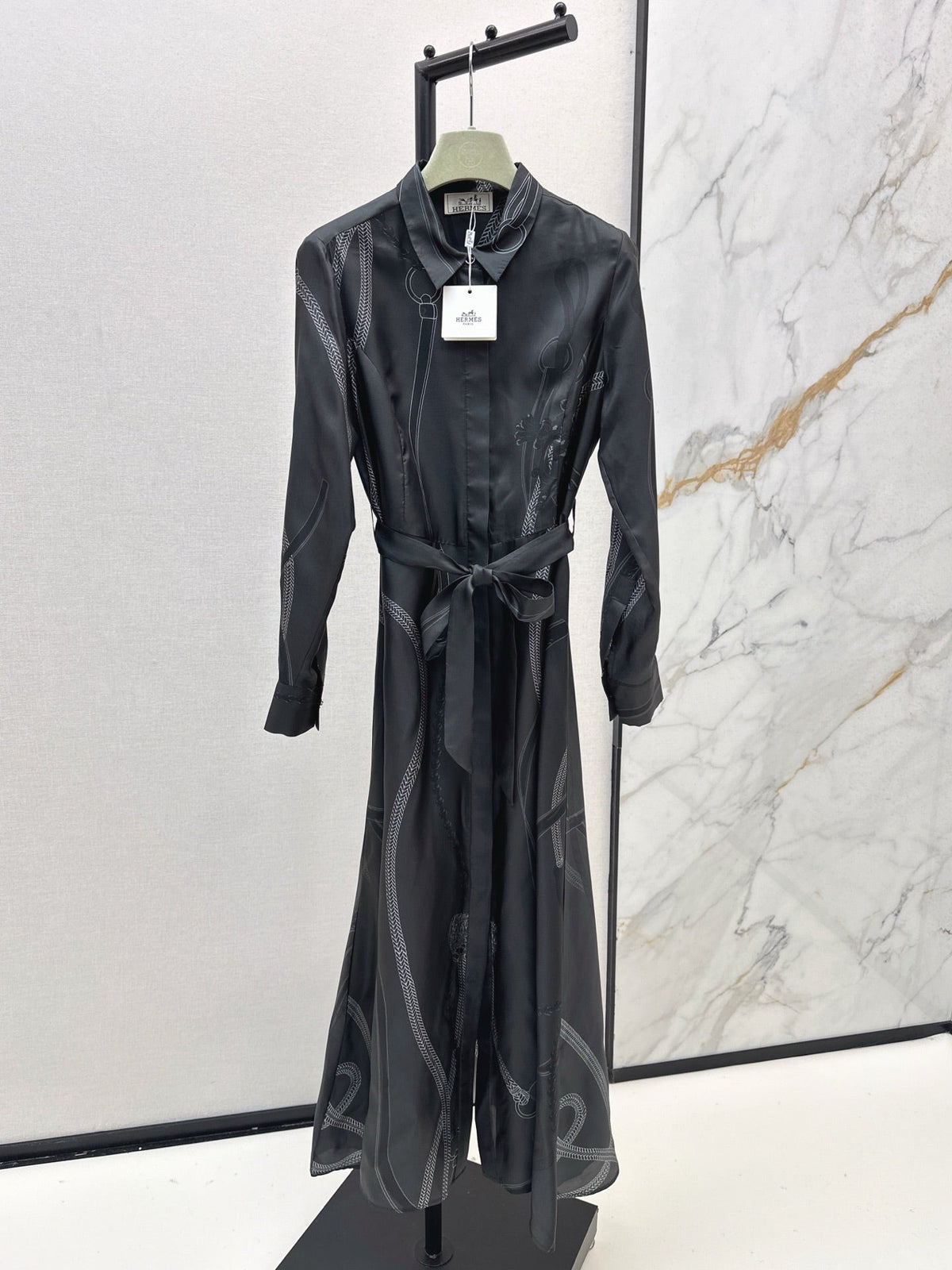 HERMES 25S LONG SILK DRESS 80580