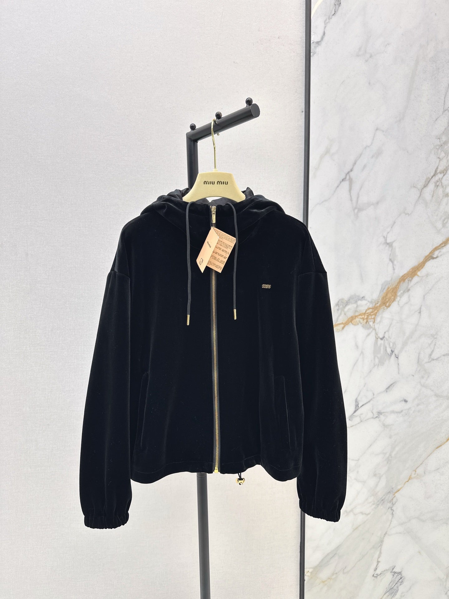 MIUMIU 26S HOODED VELVET JACKET 951
