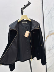 MIUMIU 26S HOODED VELVET JACKET 951