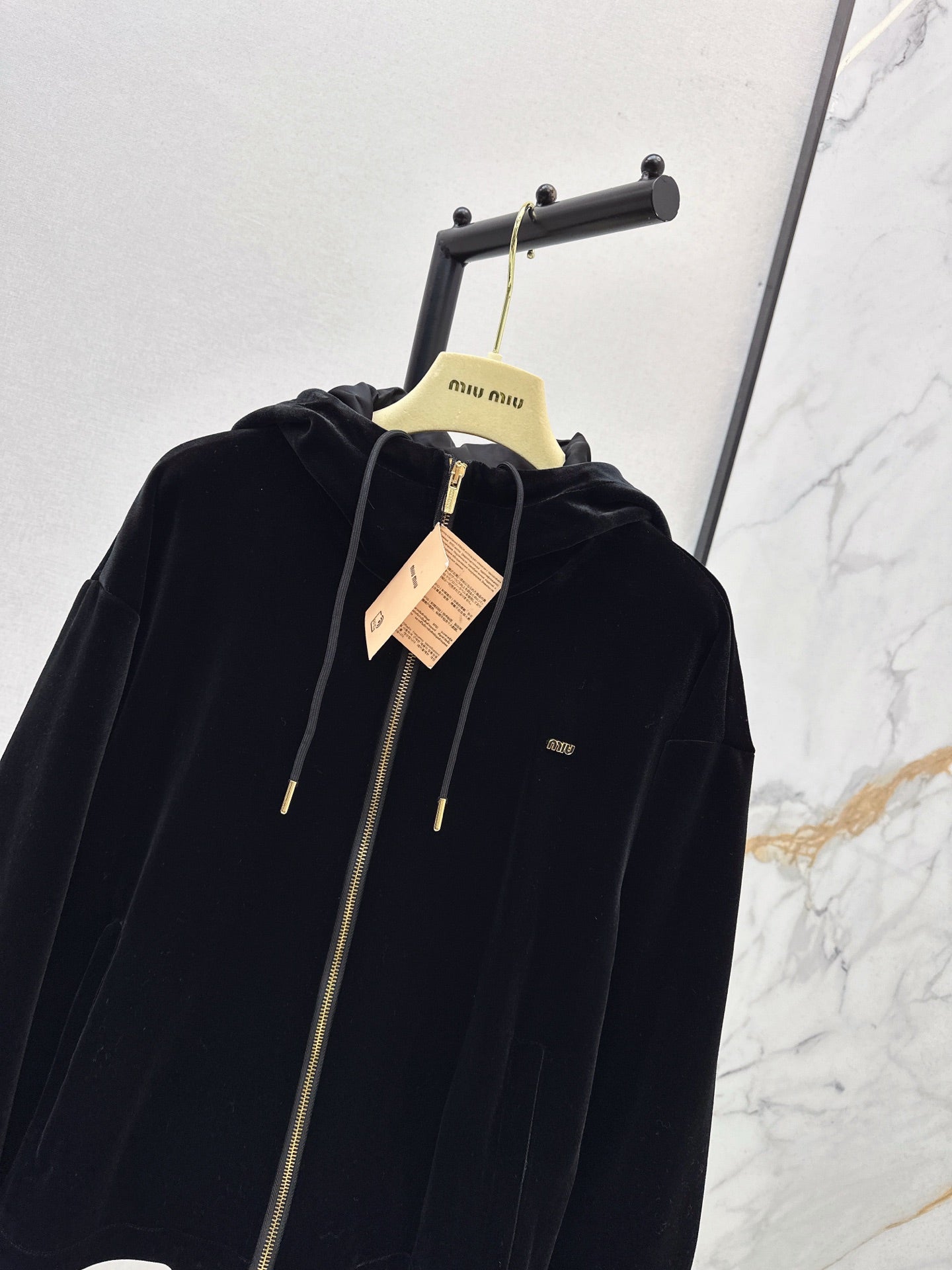 MIUMIU 26S HOODED VELVET JACKET 951