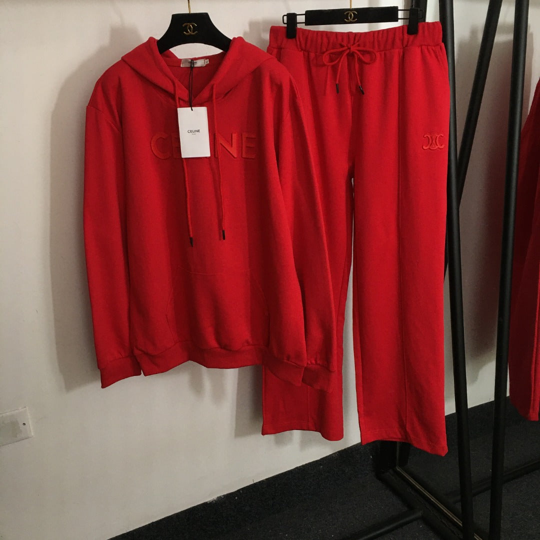 CELINE 25S HOODIE AND WIDE-LEG ELASTIC PANTS SET 0106