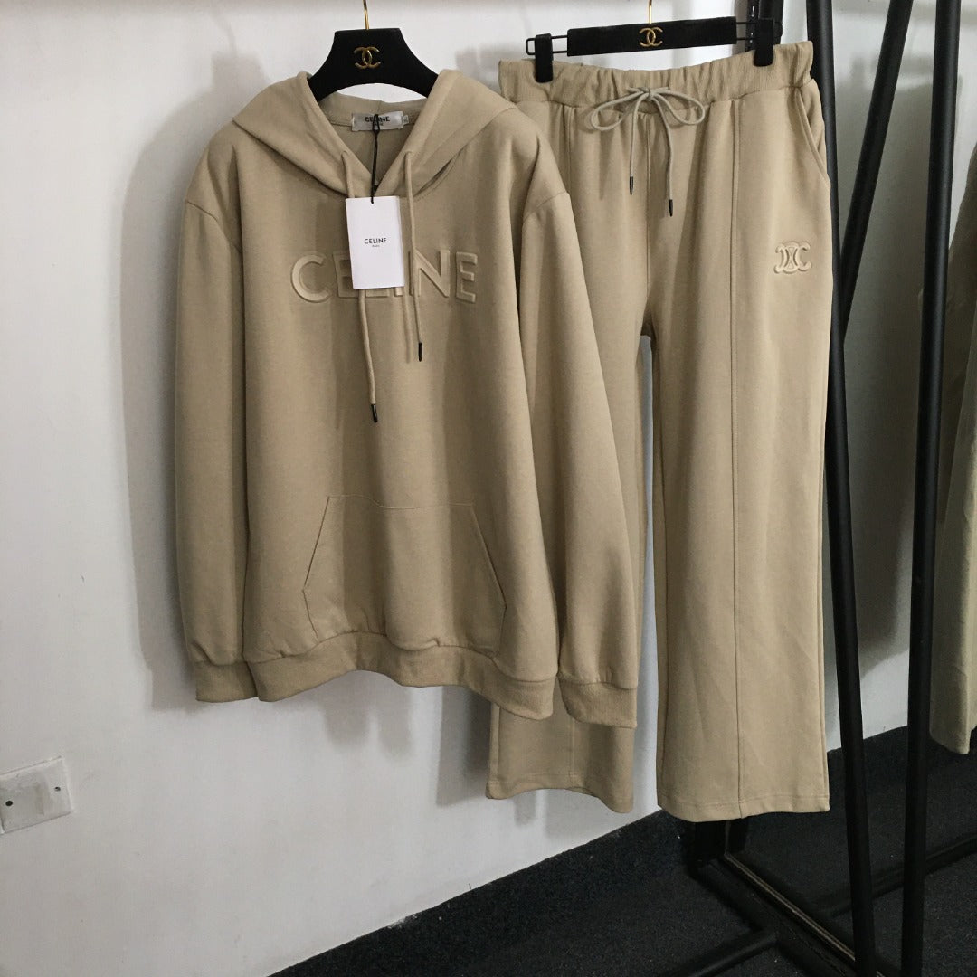 CELINE 25S HOODIE AND WIDE-LEG ELASTIC PANTS SET 0105