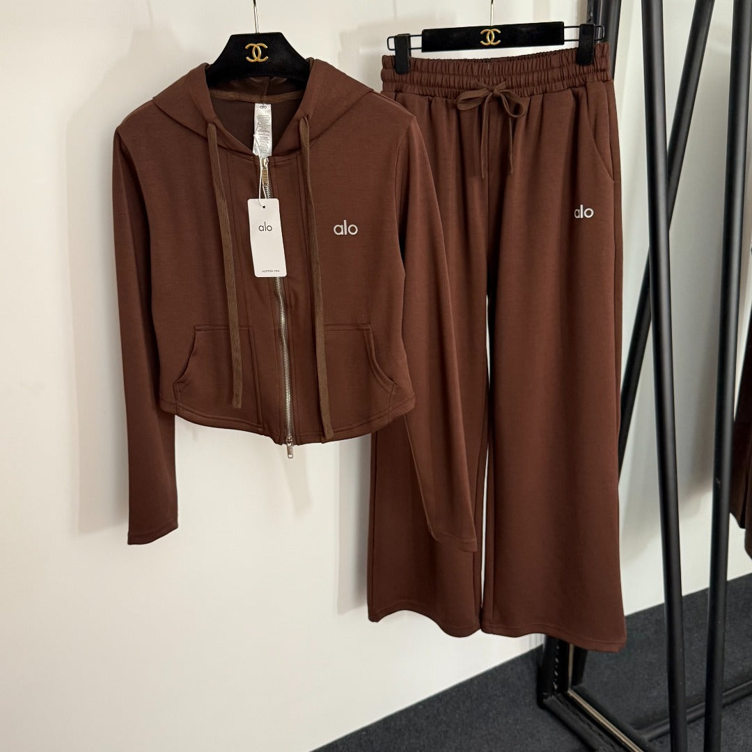 ALO JACKET & STRAIGHT-LEG SWEATPANTS SET STYLE 114